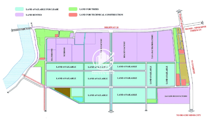 Sơ đồ mặt bằng KCN Thanh Liêm