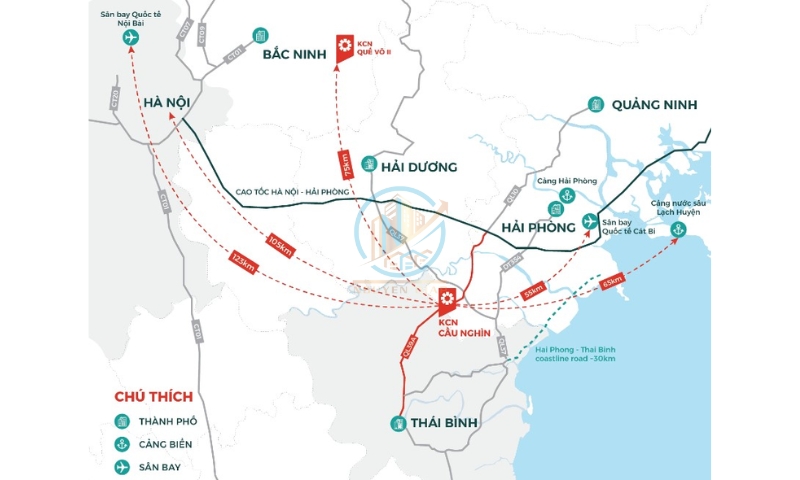 Vị trí địa lý khu công nghiệp Cầu Nghìn, Thái Bình