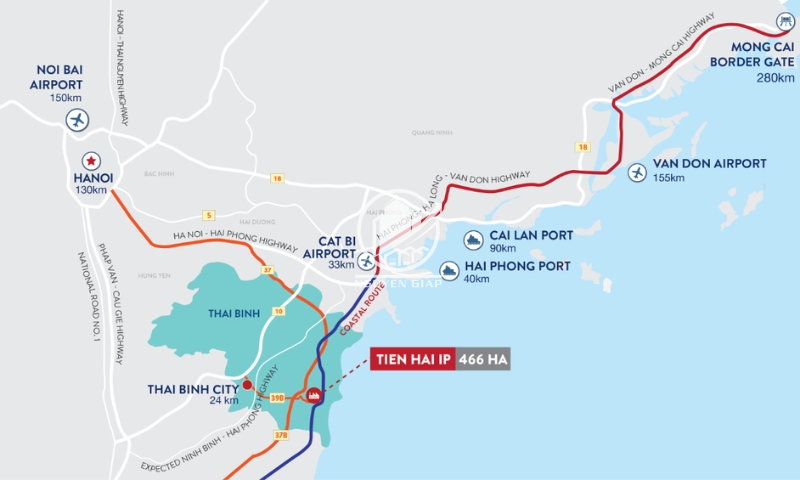 Vị trí địa lý KCN Tiền Hải