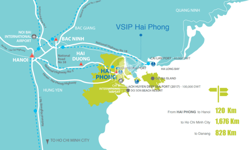 Vị trí chiến lược KCN VSIP Hải Phòng