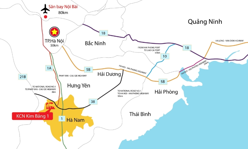 Vị trí địa lý chiến lược KCN Kim Bảng I Hà Nam