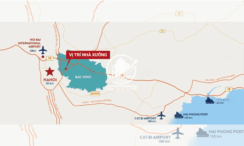 Vị trí nhà xưởng KCN Bắc Ninh