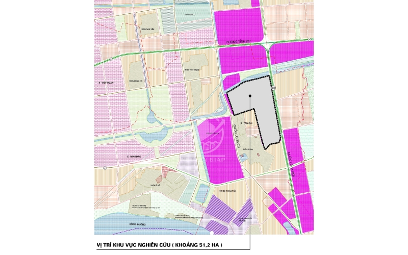 Vị trí khu vực nghiên cứu của CCN Tân Chi 2 Bắc Ninh