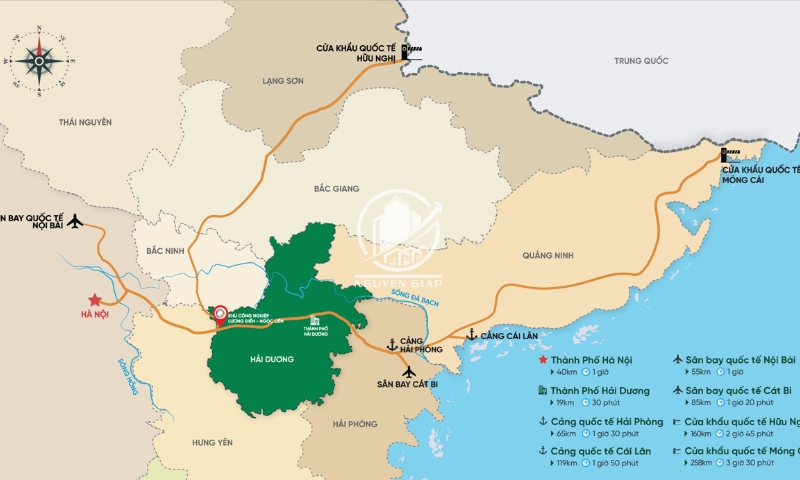 Vị trí địa lý KCN Lương Điền - Ngọc Liên, Hải Dương