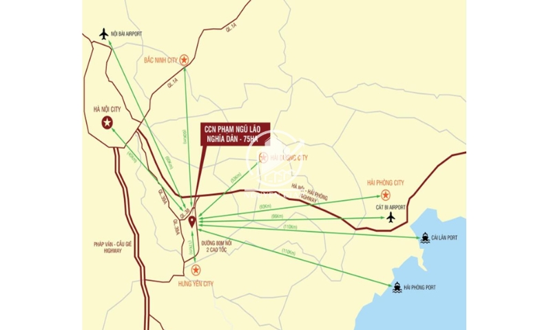 Vị trí địa lý CCN Phạm Ngũ Lão- Nghĩa Dân