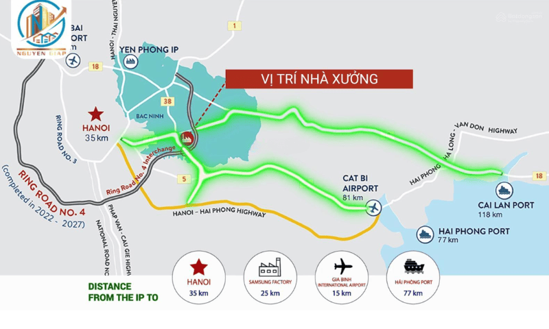 Hình ảnh vị trí chiến lược nhà xưởng trong KCN Bắc Ninh