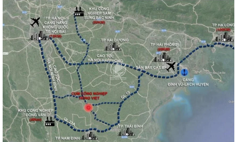 Vị trí địa lý của Cụm công nghiệp Hồng Việt Thái Bình
