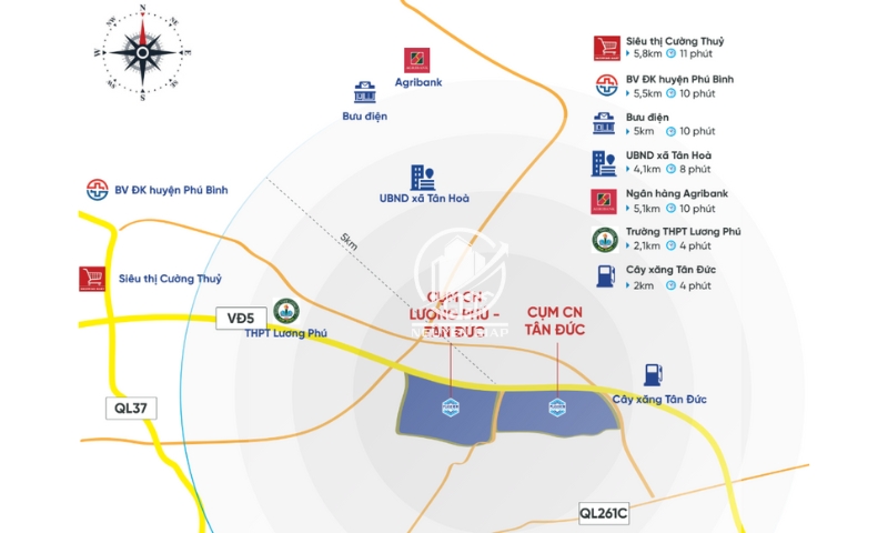 Vị trí CCN Lương Phú, Tân Đức